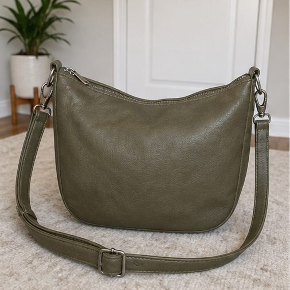 Gray Saffiano Crossbody Bag